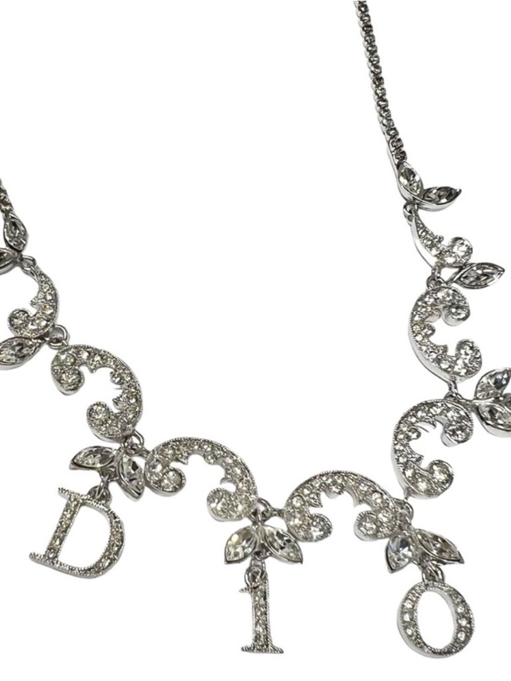🔥100% Authentic Christian Dior Silver Crystal Dangling Letter Charm Necklace🔥 - Picture 3 of 12